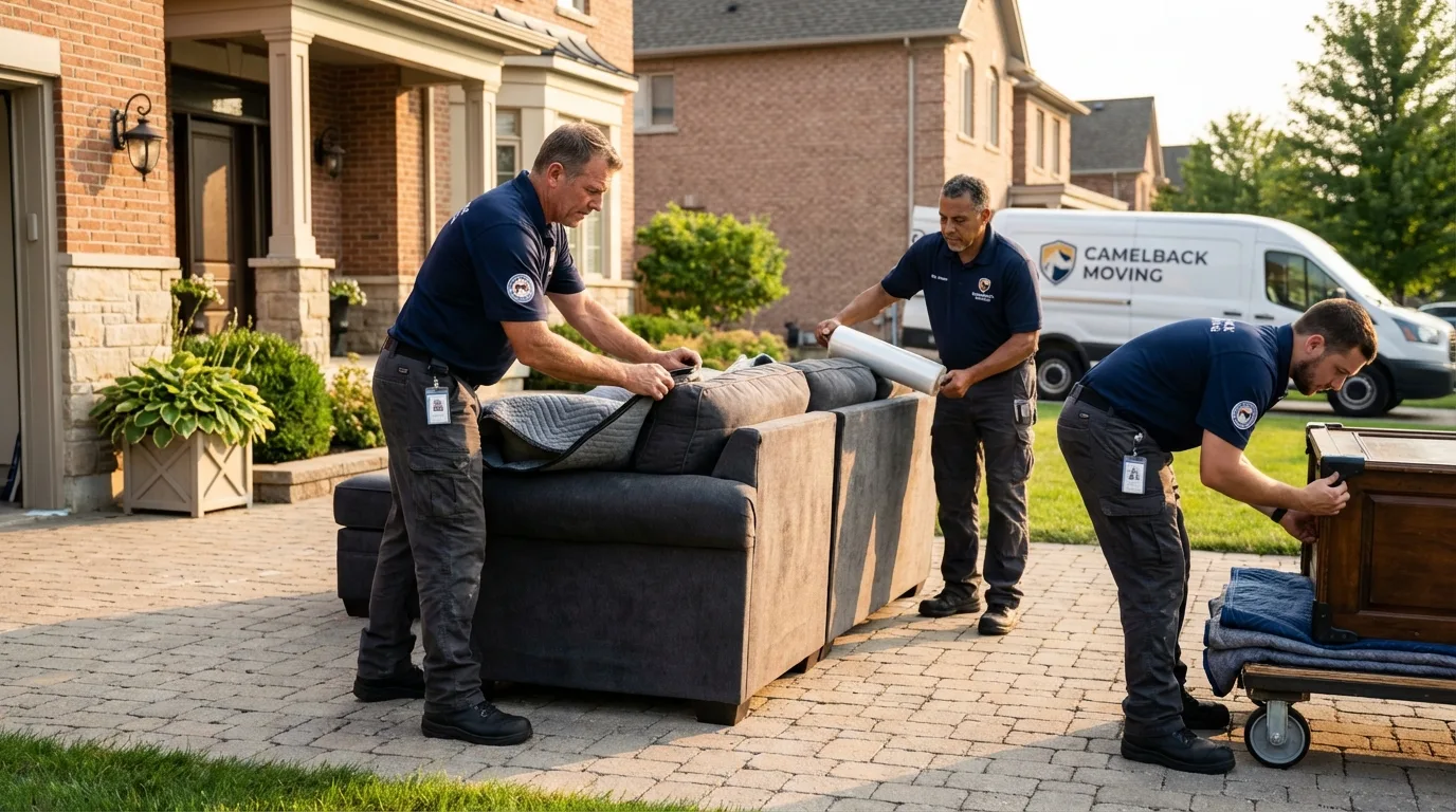 Large estate moving crew wrapping furniture in Orofino, ID