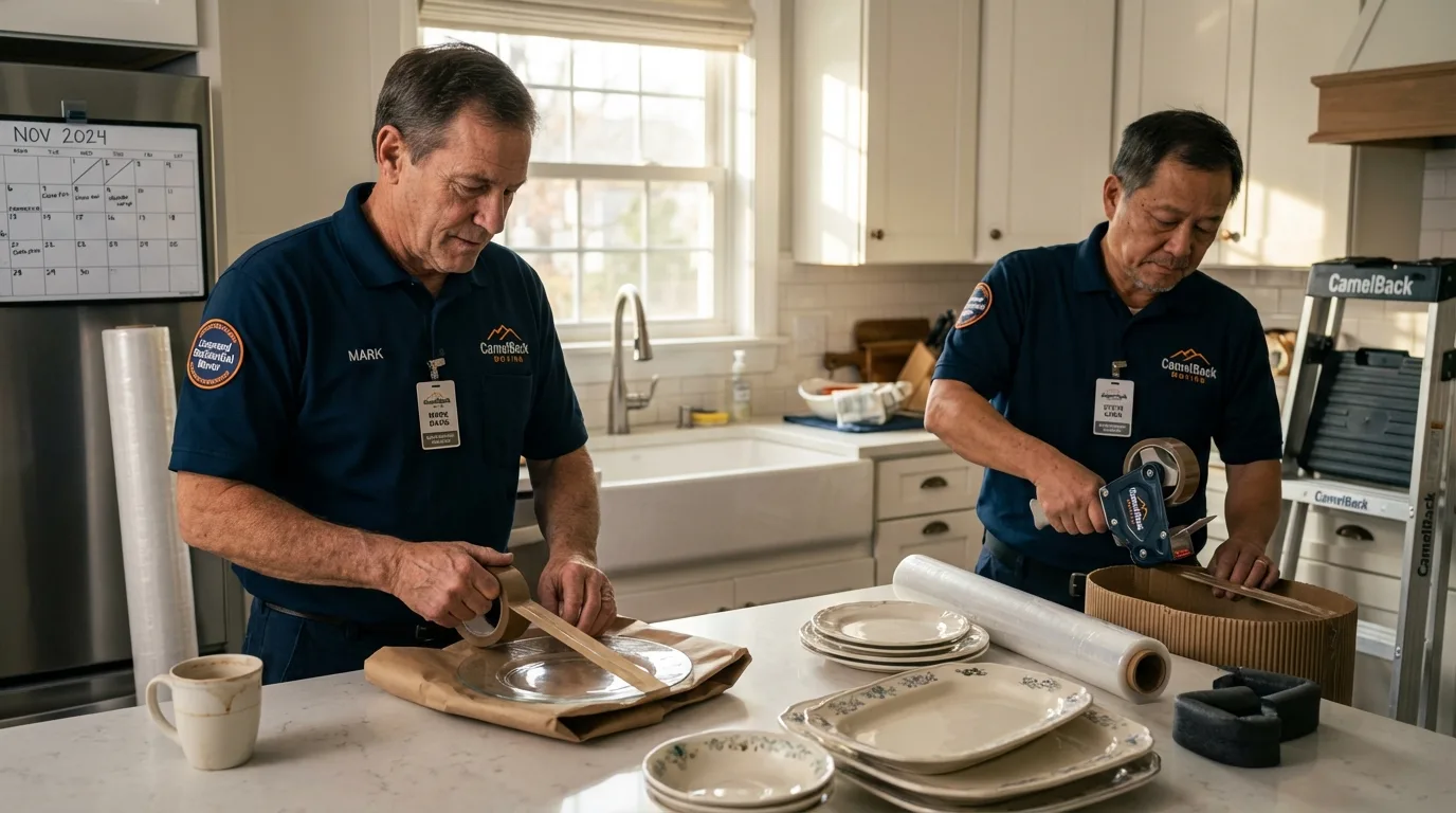 Professional crew packing kitchen dishware in Orofino, ID